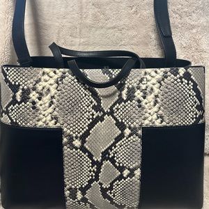 Tory Burch snake-skin embossed tote.